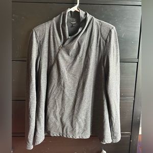 Ann Taylor Zipper Long Sleeve Gray Top